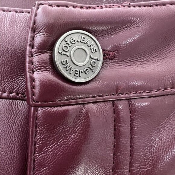 Anthropologie Joie Faux Leather Pants Size 8 Burgundy Straight Fit High Waist - Picture 12 of 16